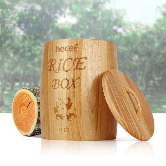 hecef Solid Wood Rice Storage Box 10Kg Rice Storage Container