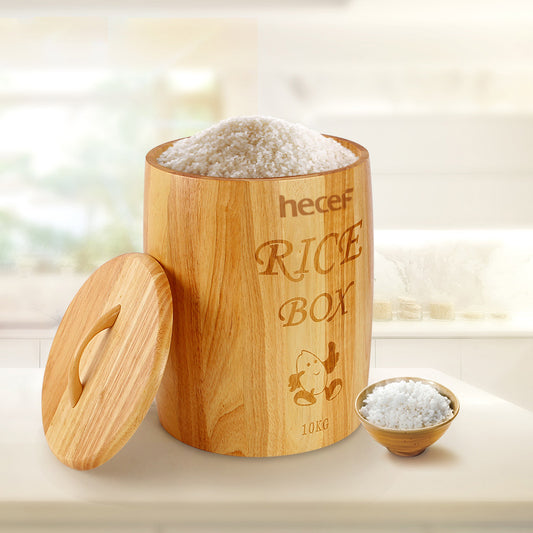 hecef Solid Wood Rice Storage Box 10Kg Rice Storage Container