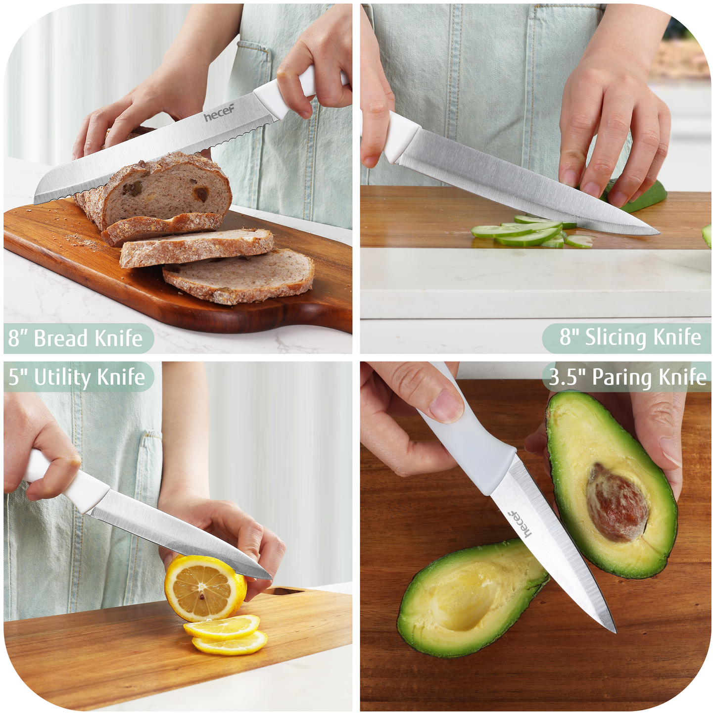 Diamosteel 5 PCS Kitchen Knife Set with Magnetic Knife Strip for Wall