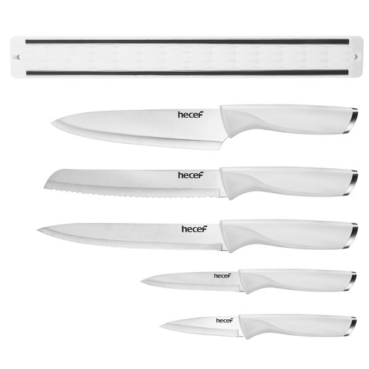 Diamosteel 5 PCS Kitchen Knife Set with Magnetic Knife Strip for Wall