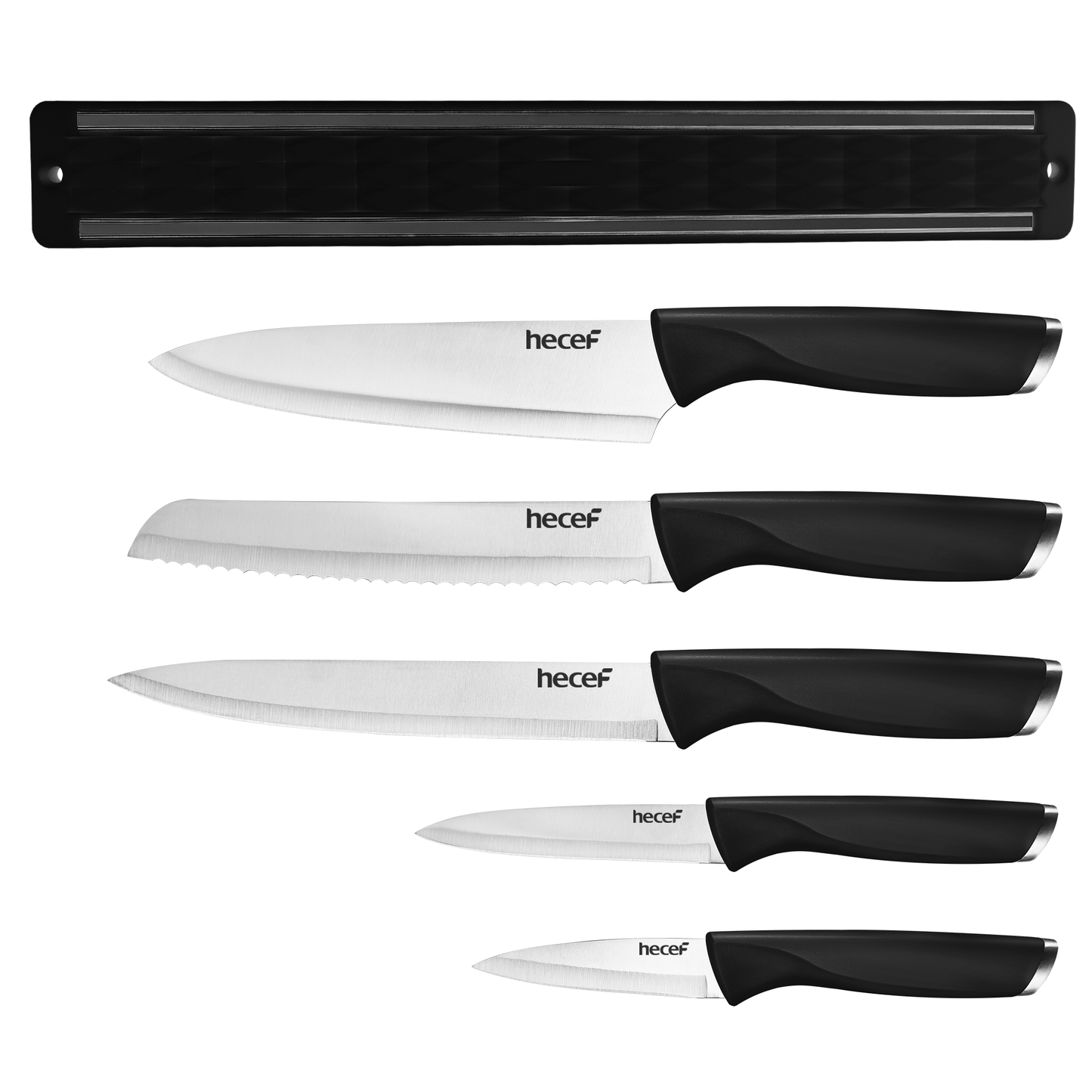 Diamosteel 5 PCS Kitchen Knife Set with Magnetic Knife Strip for Wall