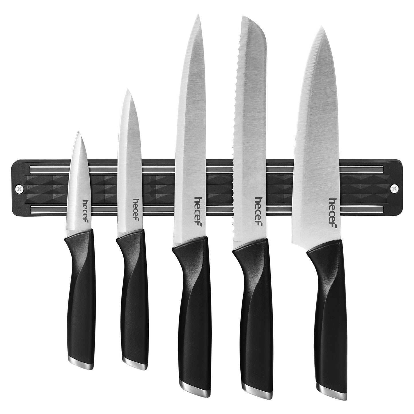 Diamosteel 5 PCS Kitchen Knife Set with Magnetic Knife Strip for Wall