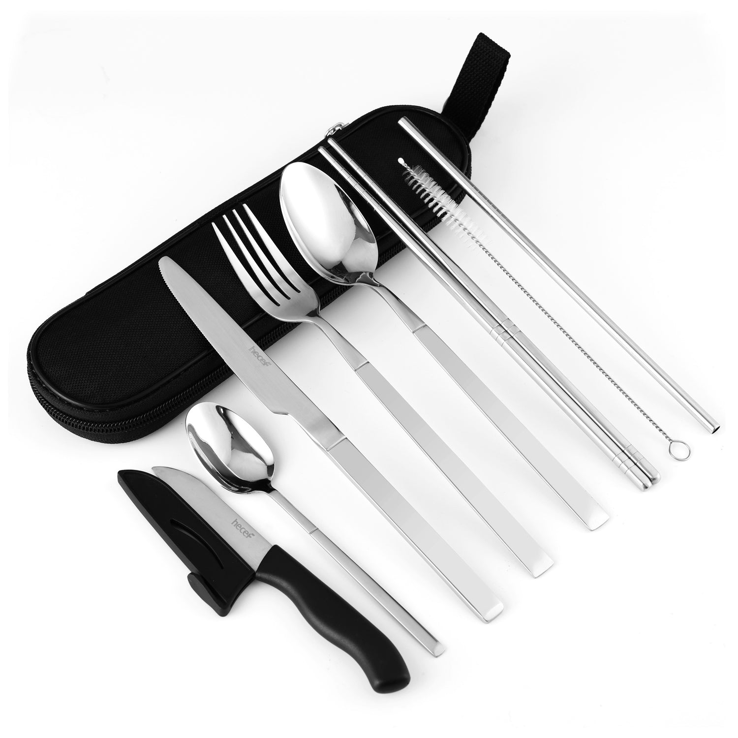 4-piece Portable Stainless Steel Travel Utensils Set with Knife, Fork,  Spoon and Storage Case - Perfect for Office, School, Picnic, Camping and  Outdoor Activities