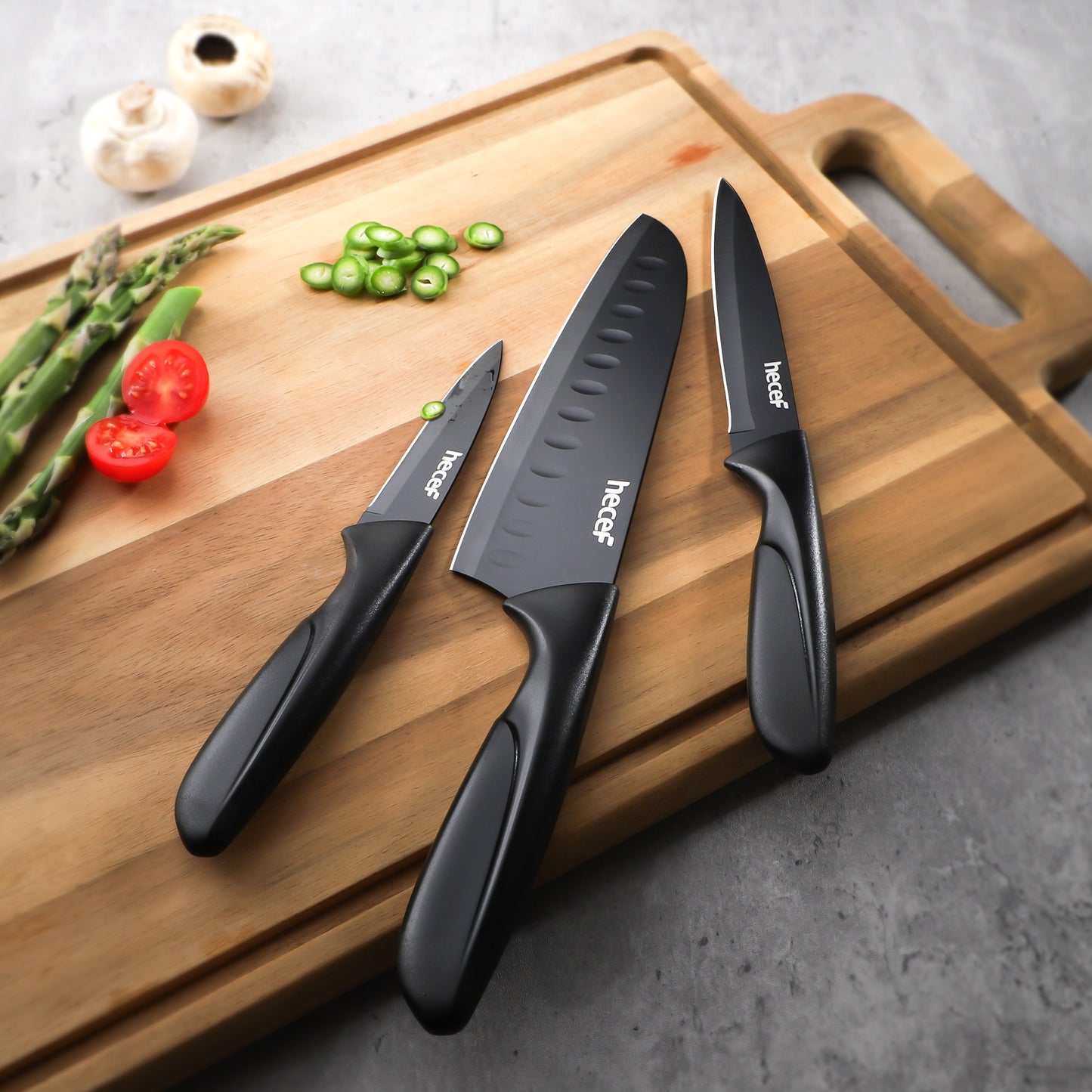 Hecef 3 Pieces Knife Set, Sharp Stainless Steel Chef Cooking Knife