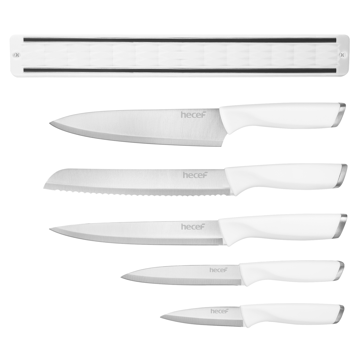 Diamosteel 5 PCS Kitchen Knife Set with Magnetic Knife Strip for Wall