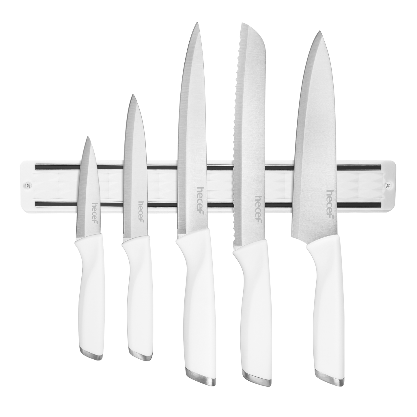 Diamosteel 5 PCS Kitchen Knife Set with Magnetic Knife Strip for Wall