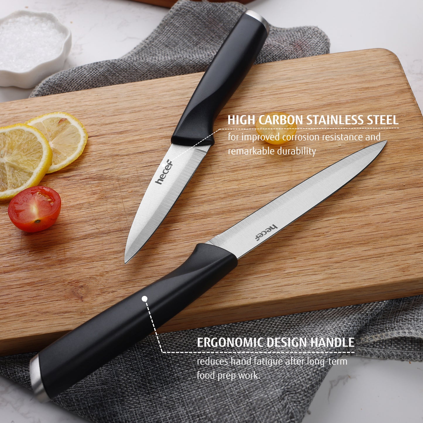 Diamosteel 5 PCS Kitchen Knife Set with Magnetic Knife Strip for Wall