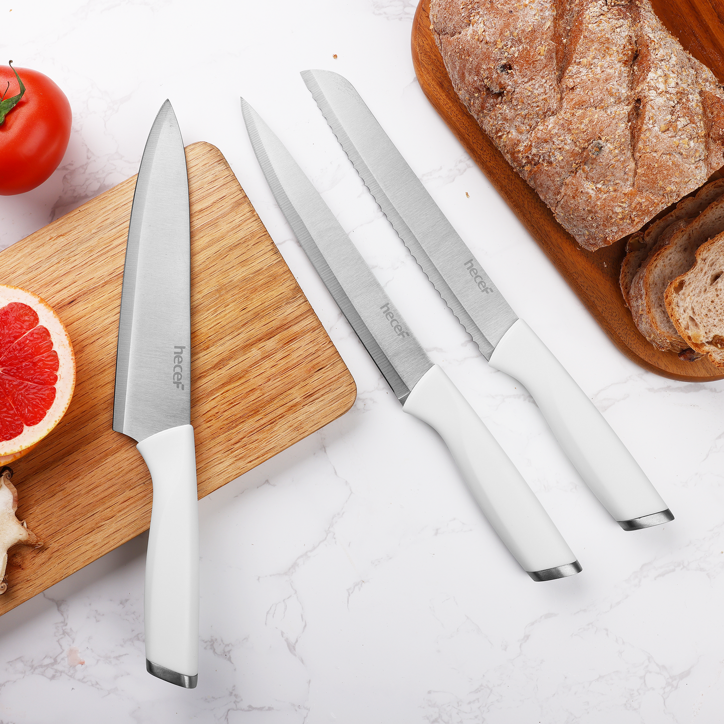 Diamosteel 5 PCS Kitchen Knife Set with Magnetic Knife Strip for Wall