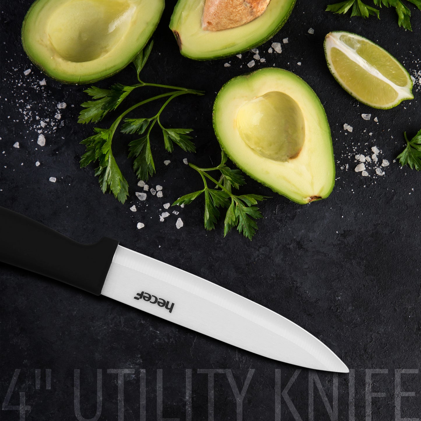 hecef White Ceramic Knife Set of 3, Sharp Knife Set Include 6'' Chef's Knife, 4'' Utility Knife and 3'' Paring Knife - Never Rust Blade for Vegetables, Fruits and Meats