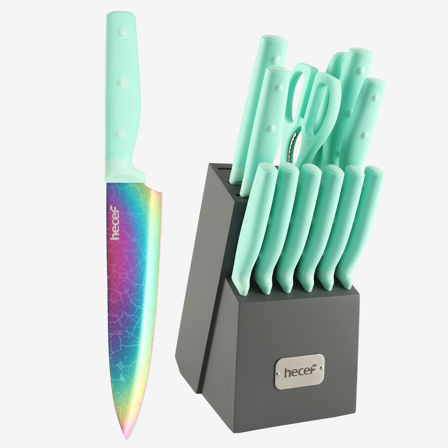 Rainbow Titanium Knife Set 17 PCS Kitchen Knives Set Sharp Cutlery Knife  Sets