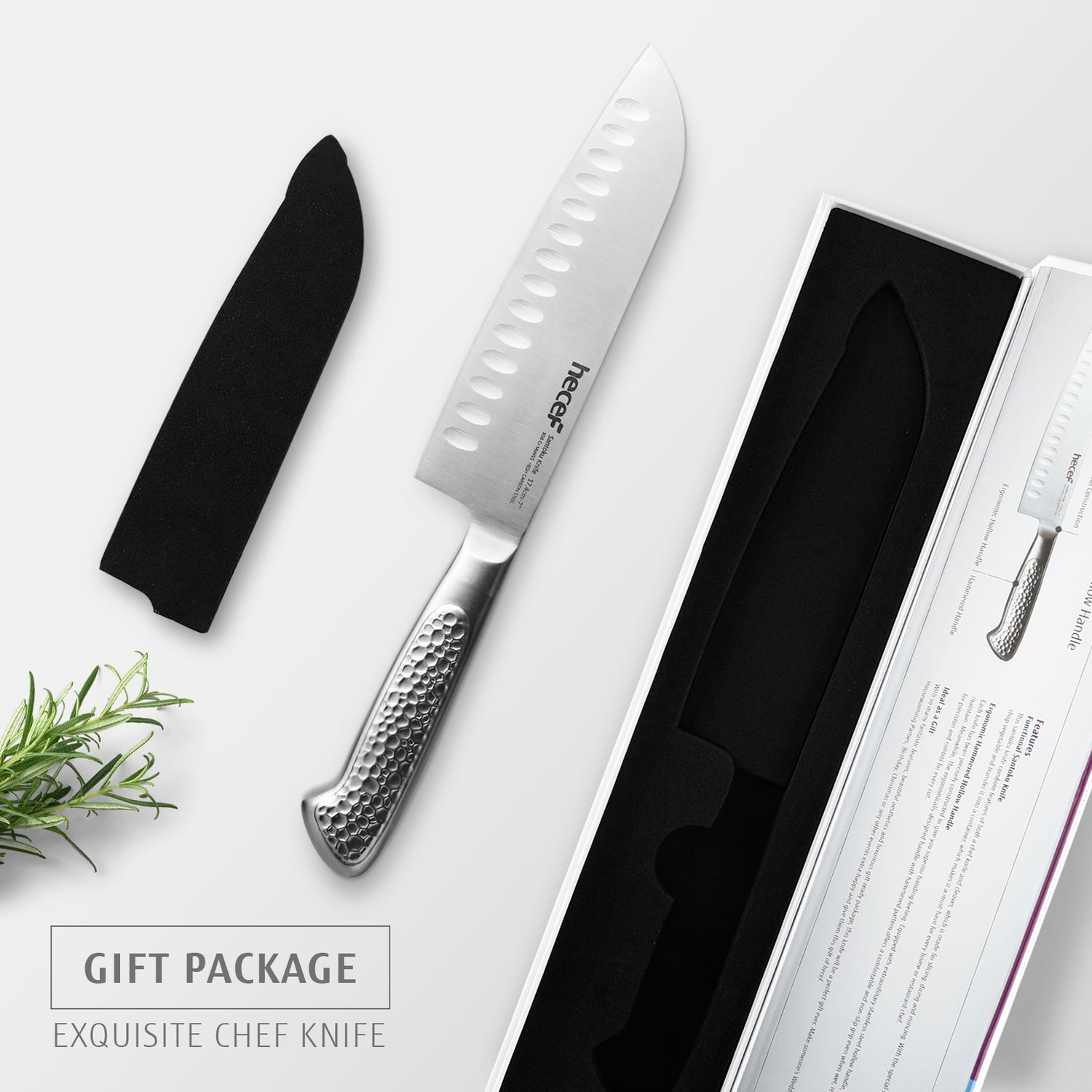 Hecef 6 Pcs Knife Set Black Oxide Japanese Chef Santoku Cooking Knife with Covers for Kitchen, Size: One Size