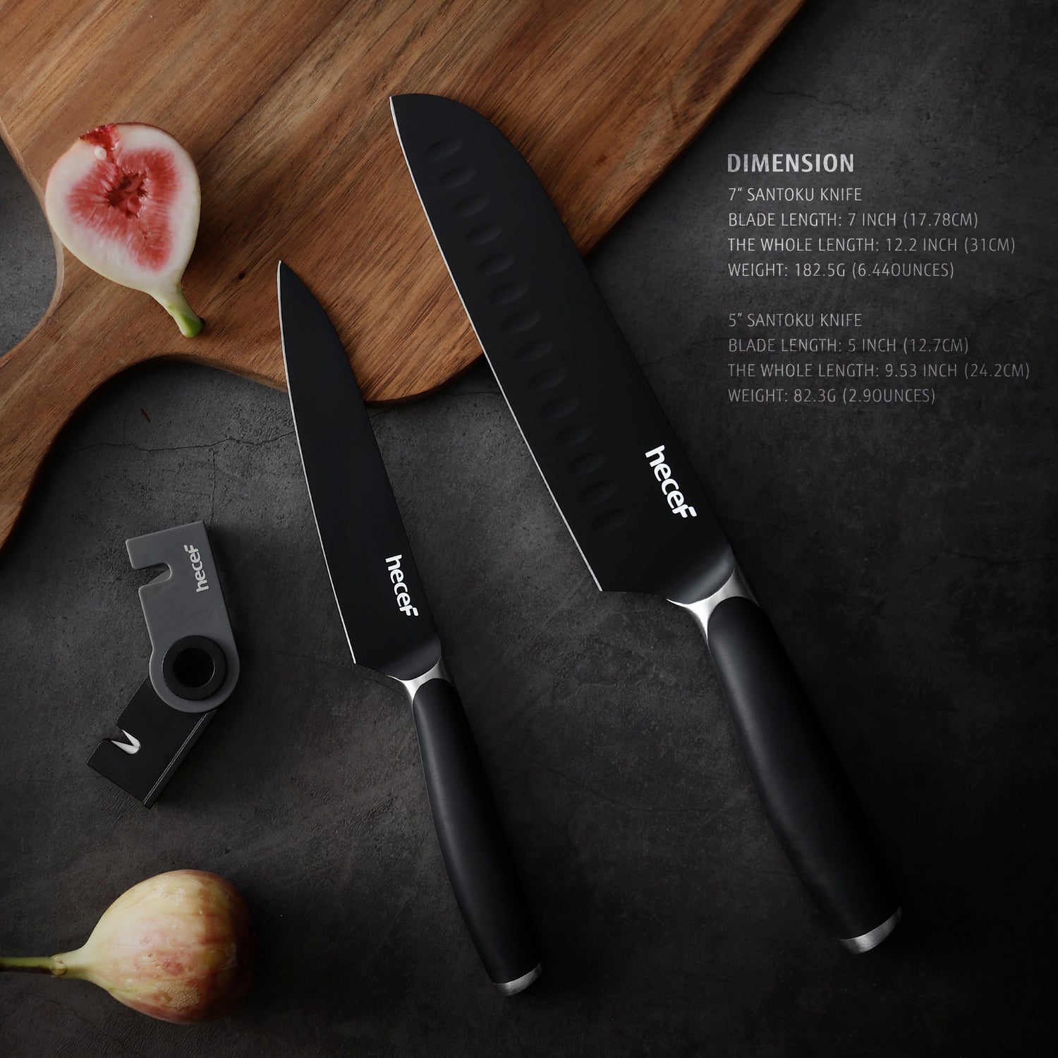 Santoku Knife, 7 Inch with Gift Box | Reddish ABS Handle