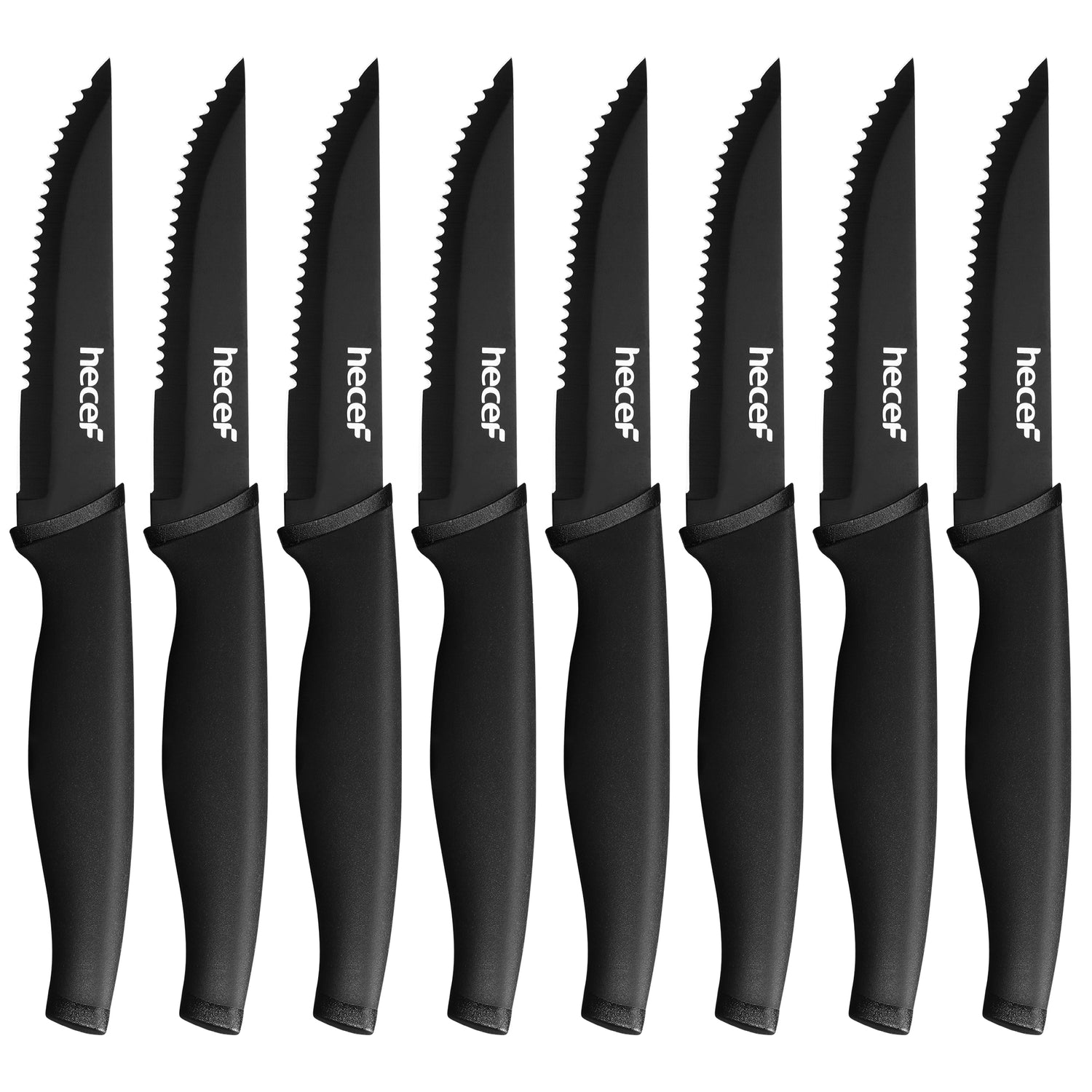 Hecef 14 Pcs Knife Block Set High Carbon Stainless Steel Cutlery Set with Chef Steak Knives, Size: One size, Black